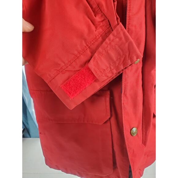 Gorpcore Red Parka Jacket  Med Vintage Chore Coat Plaid Colorful Cottagecore - Picture 6 of 6